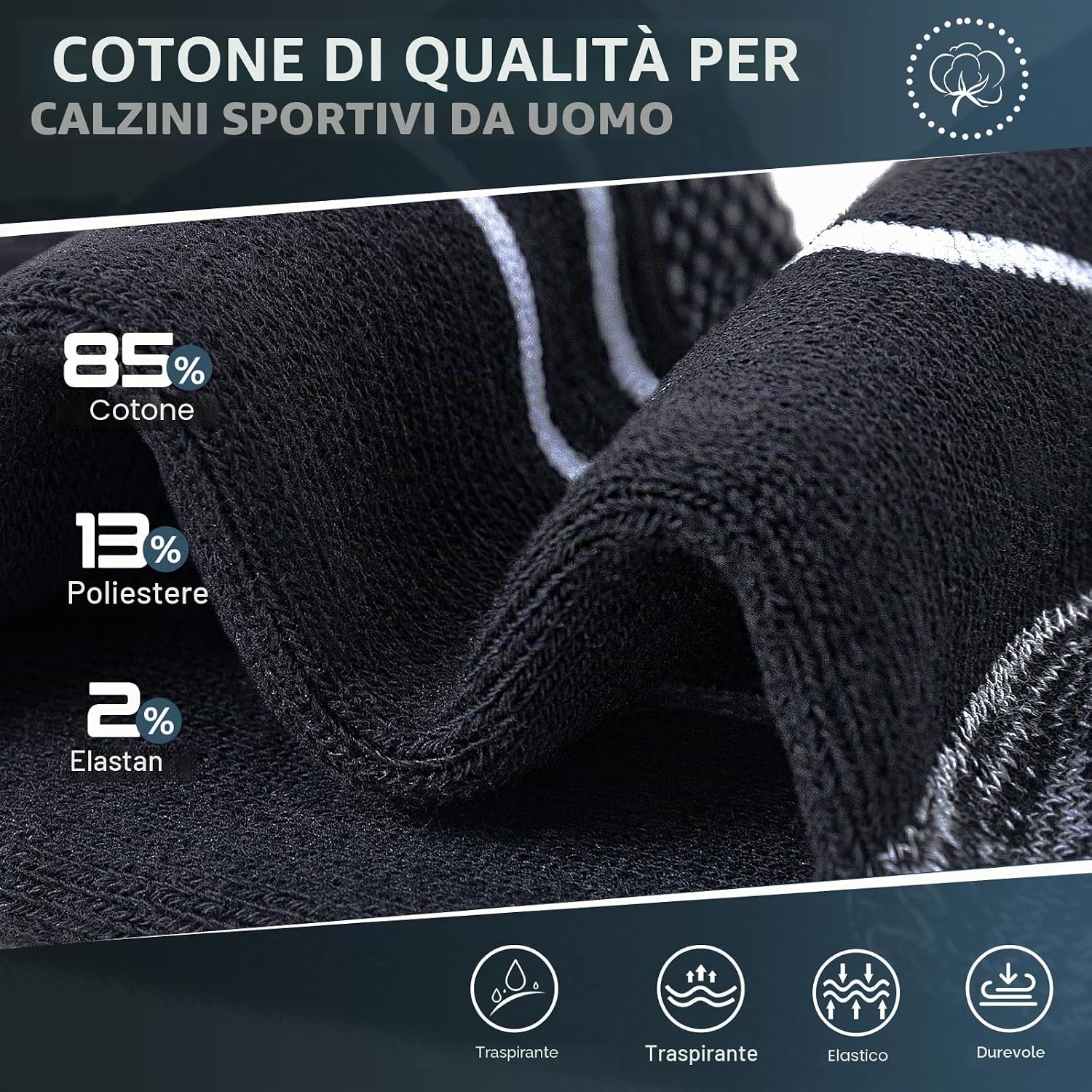 Detalle de inaWarm Calzini sportivi da uomo 5 paia, taglie 37-50, cotone traspirante e supporto arco