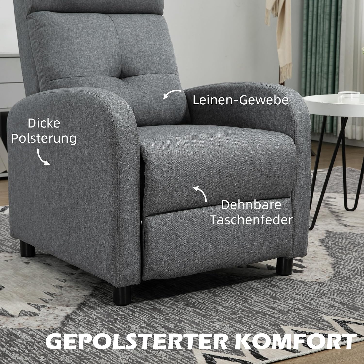 Thumbnail 2 de HOMCOM Sillón Relax Reclinable 155° Gris