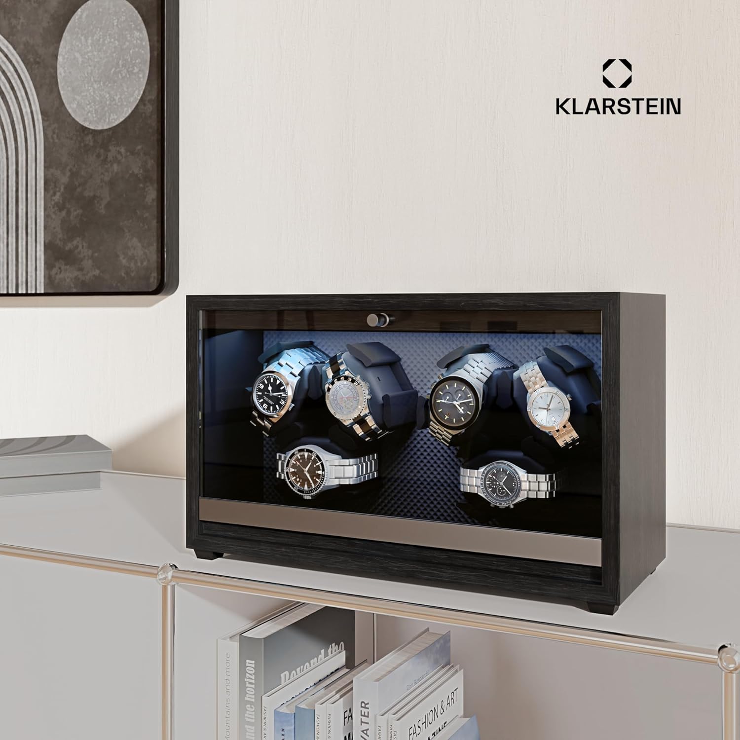 Thumbnail 5 de KLARSTEIN Remontoir de Montre Automatique — Pour 6 Montres, Bois Raffiné, Coussin Insonorisé et Éclairage LED