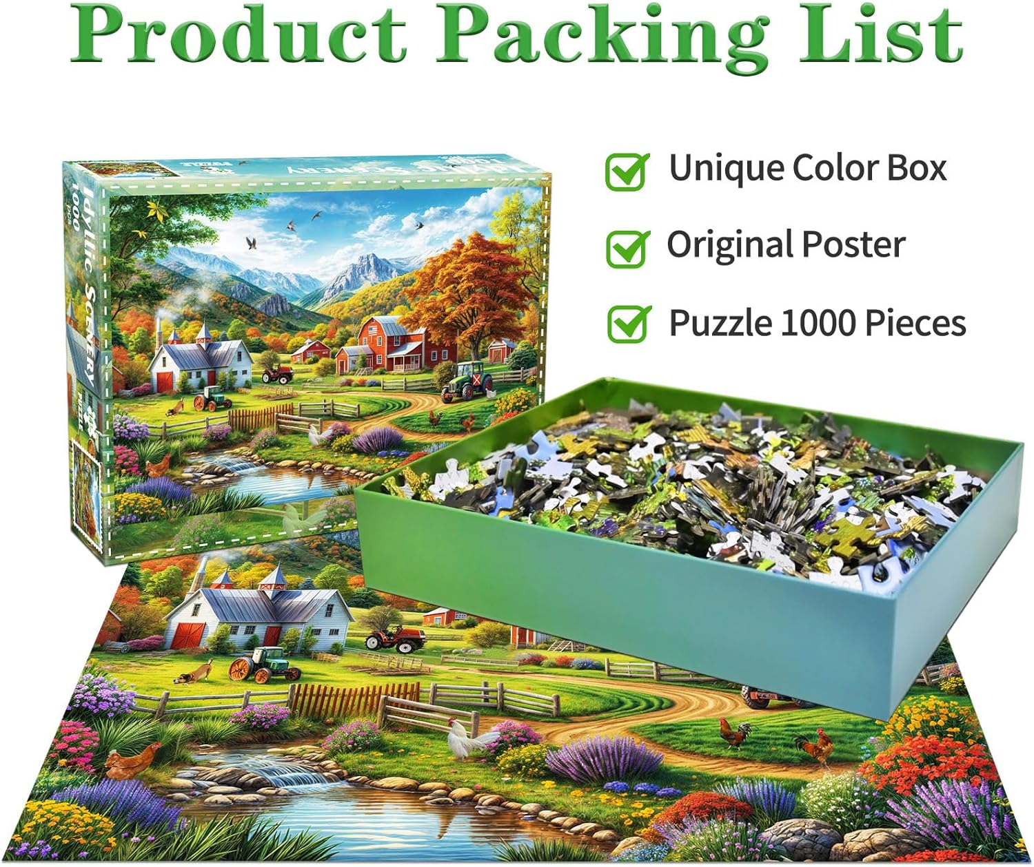Thumbnail 3 de HUADADA 1000-Piece Country Life Jigsaw Puzzle for Adults
