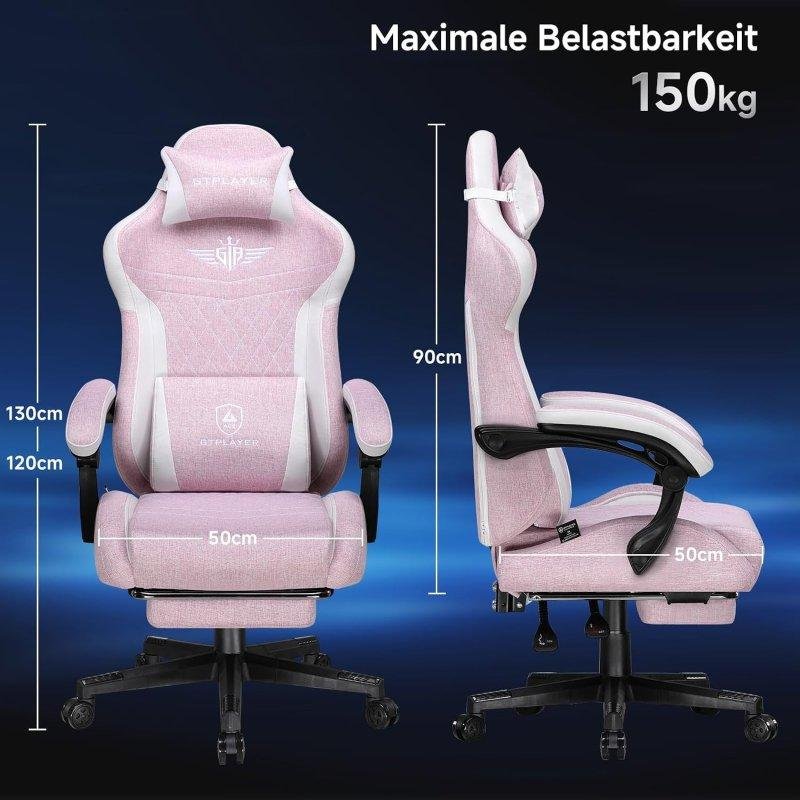 Detalle de GTPLAYER Silla gaming ergonómica con soporte lumbar y respaldo reclinable
