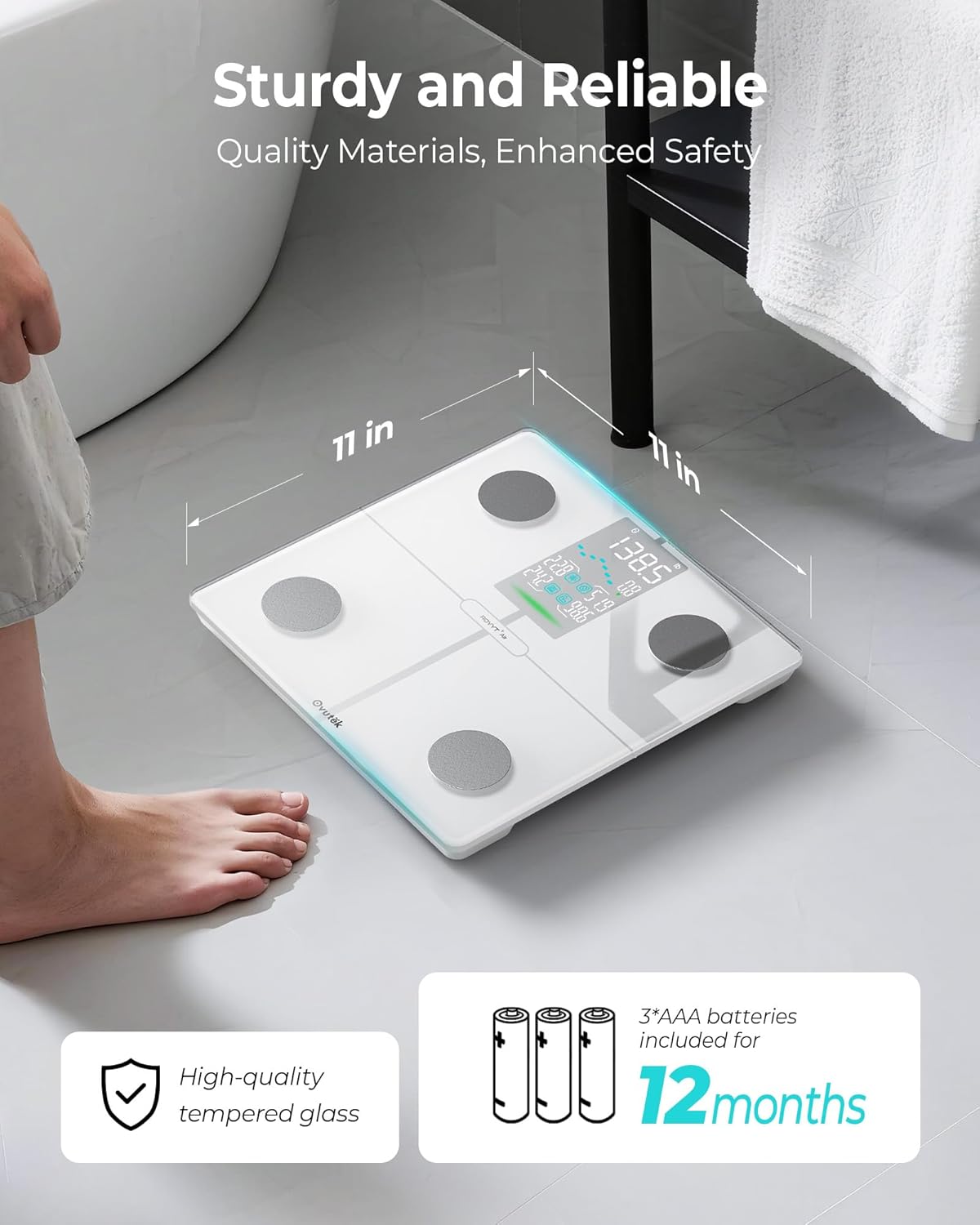Detalle 2 de Ovutek Smart Body Fat Scale: Precise 13-Metric Health Tracking with App Sync