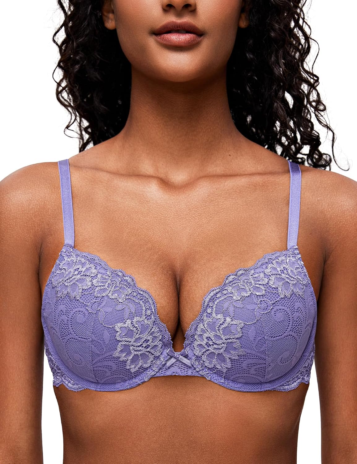 Thumbnail 6 de Deyllo Women’s Push Up Lace Bra, Padded Comfort
