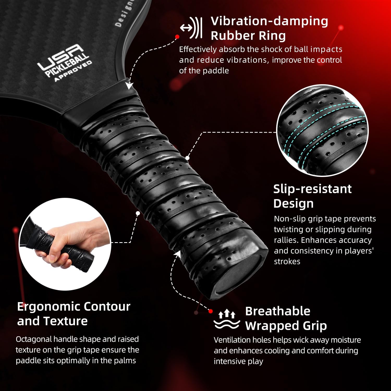 Thumbnail 3 de BAGAIL Pickleball Paddle Set, USAPA-Approved Fiberglass, 4 Balls and Carry Bag