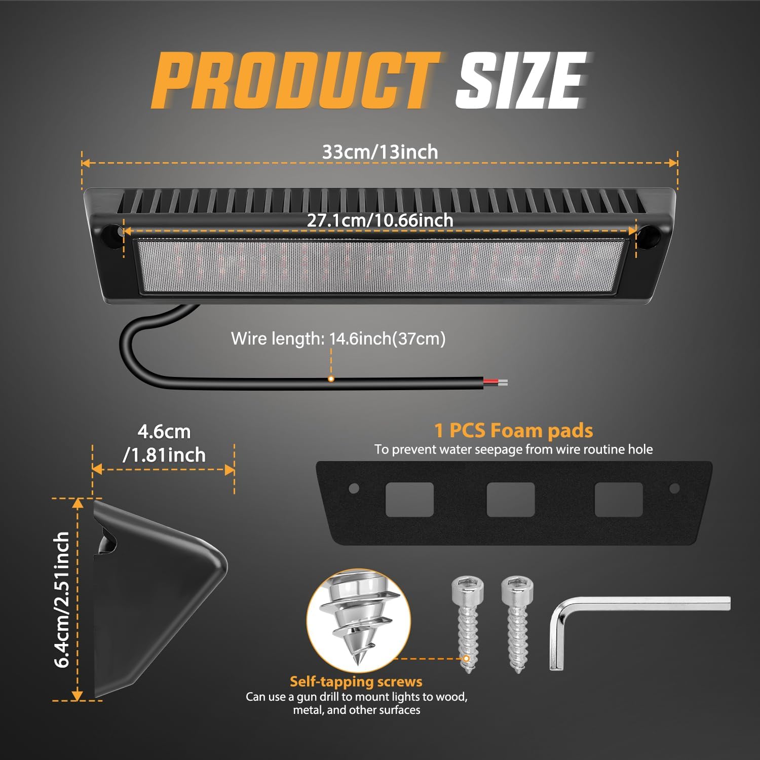 Thumbnail 1 de Nilight 13-Inch RV Porch Light Amber Beam LED