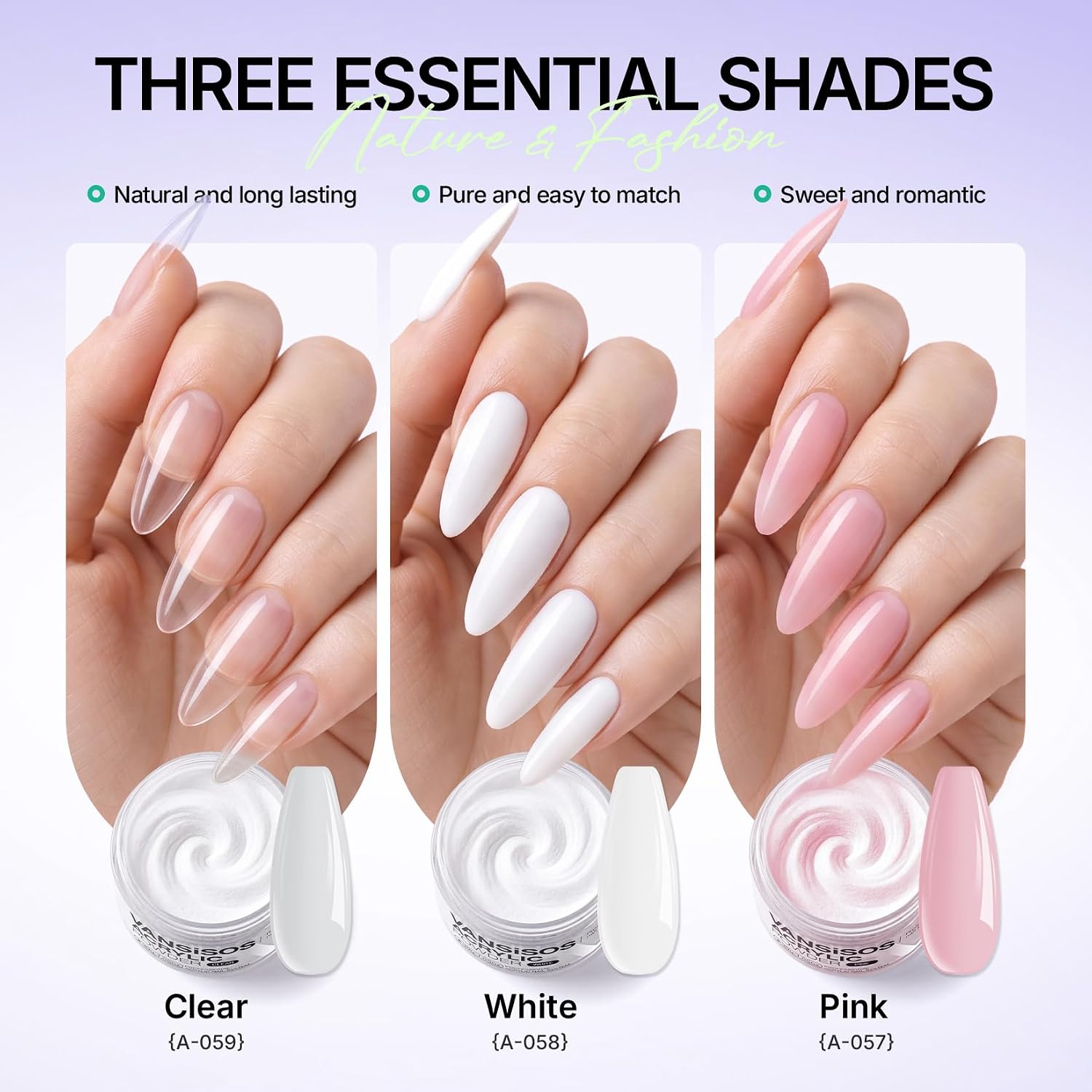 Detalle de VANSISOS Acrylic Nail Kit, 40ml Liquid, Three Powders and 10ml Gel Liner