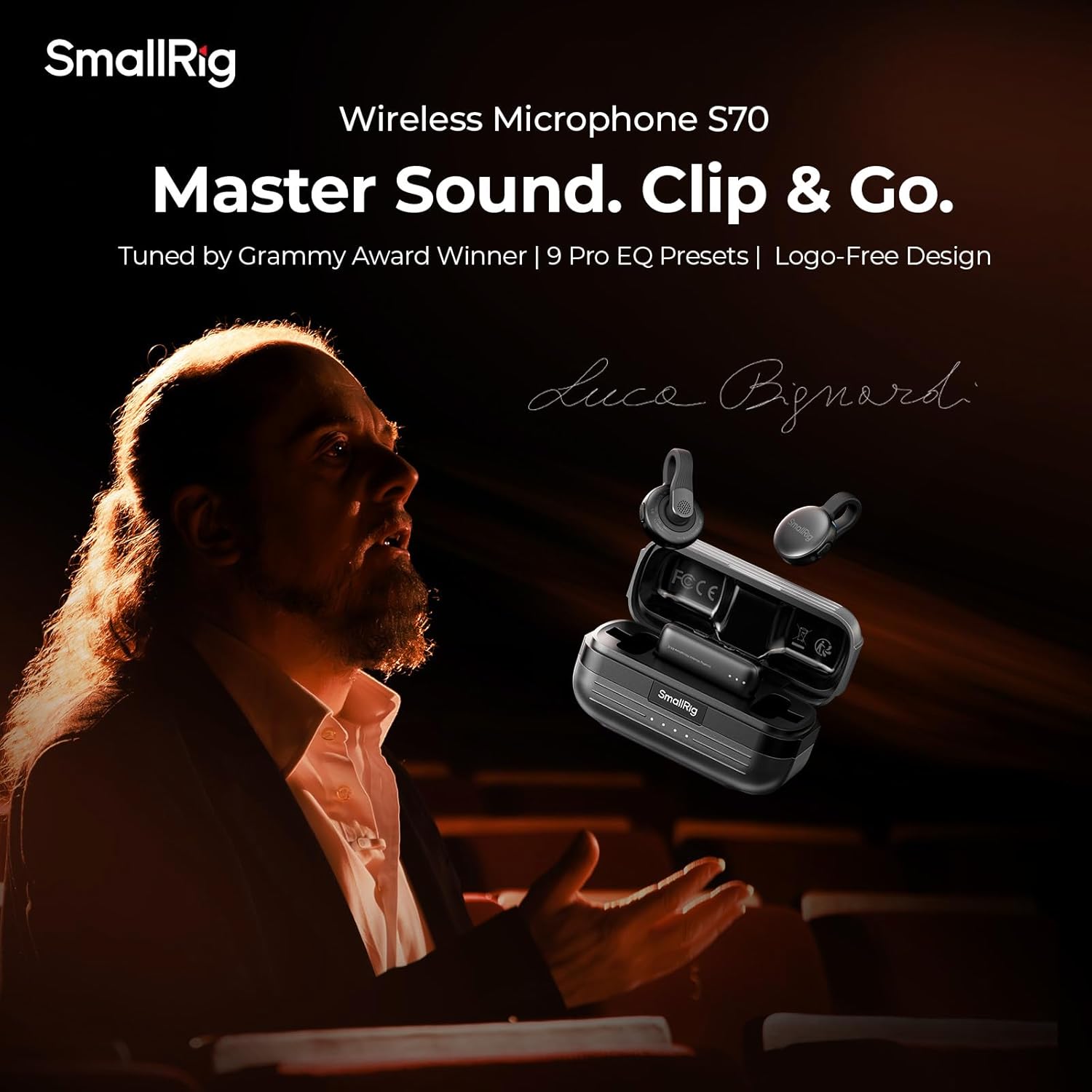 Detalle de SMALLRIG S70-C2 Drahtloses Mikrofonset (2 Sender + 1 Empfänger + Ladeschale) mit USB-C-Adapter