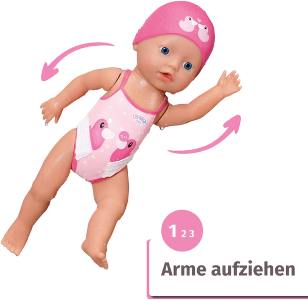 Detalle de BABY born Lizzie nageur 30 cm — poupée de bain à remonter, étanche et sans piles (référence 835302)