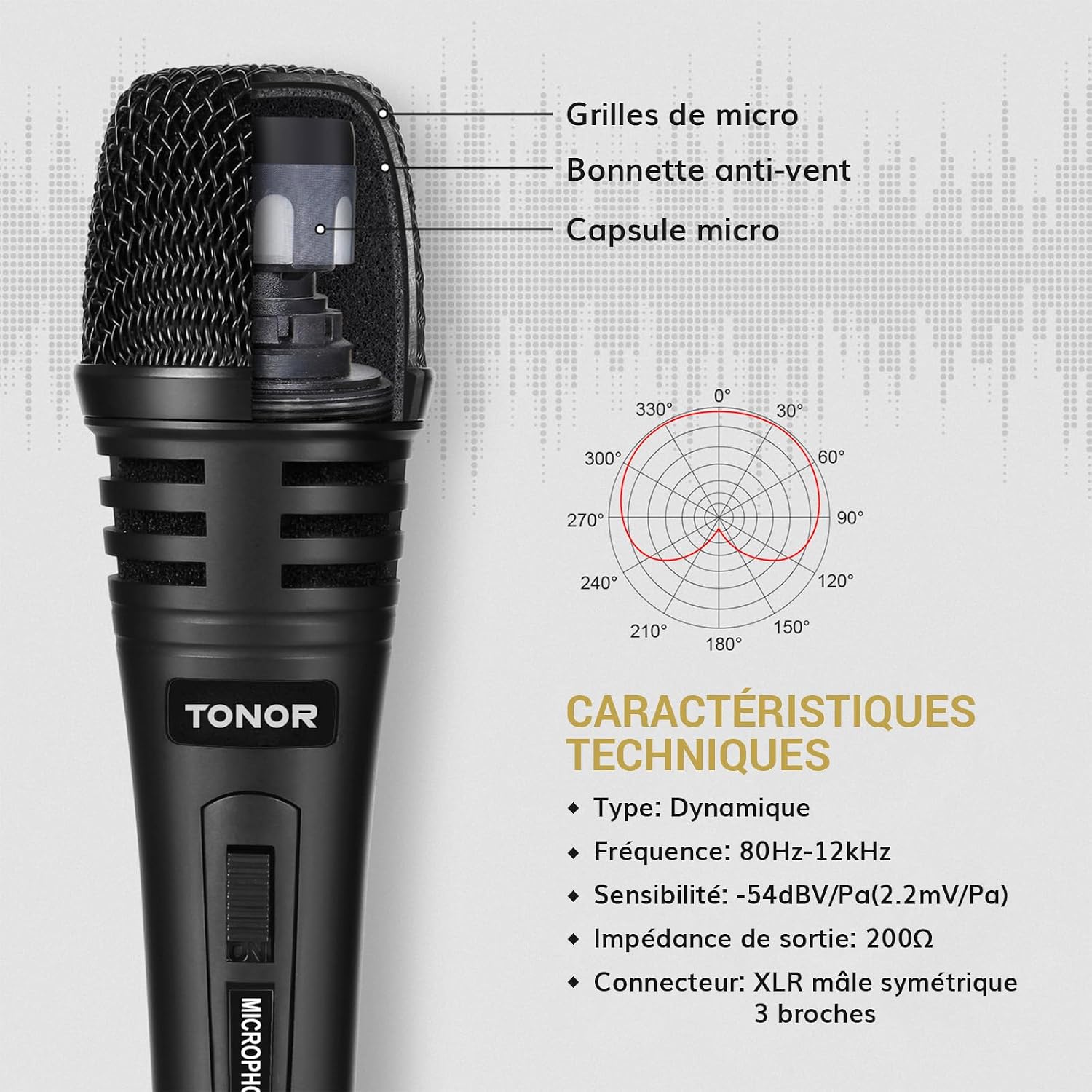 Thumbnail 3 de TONOR K1+ dynamische karaokemicrofoon met XLR-kabel en verstelbare standaard
