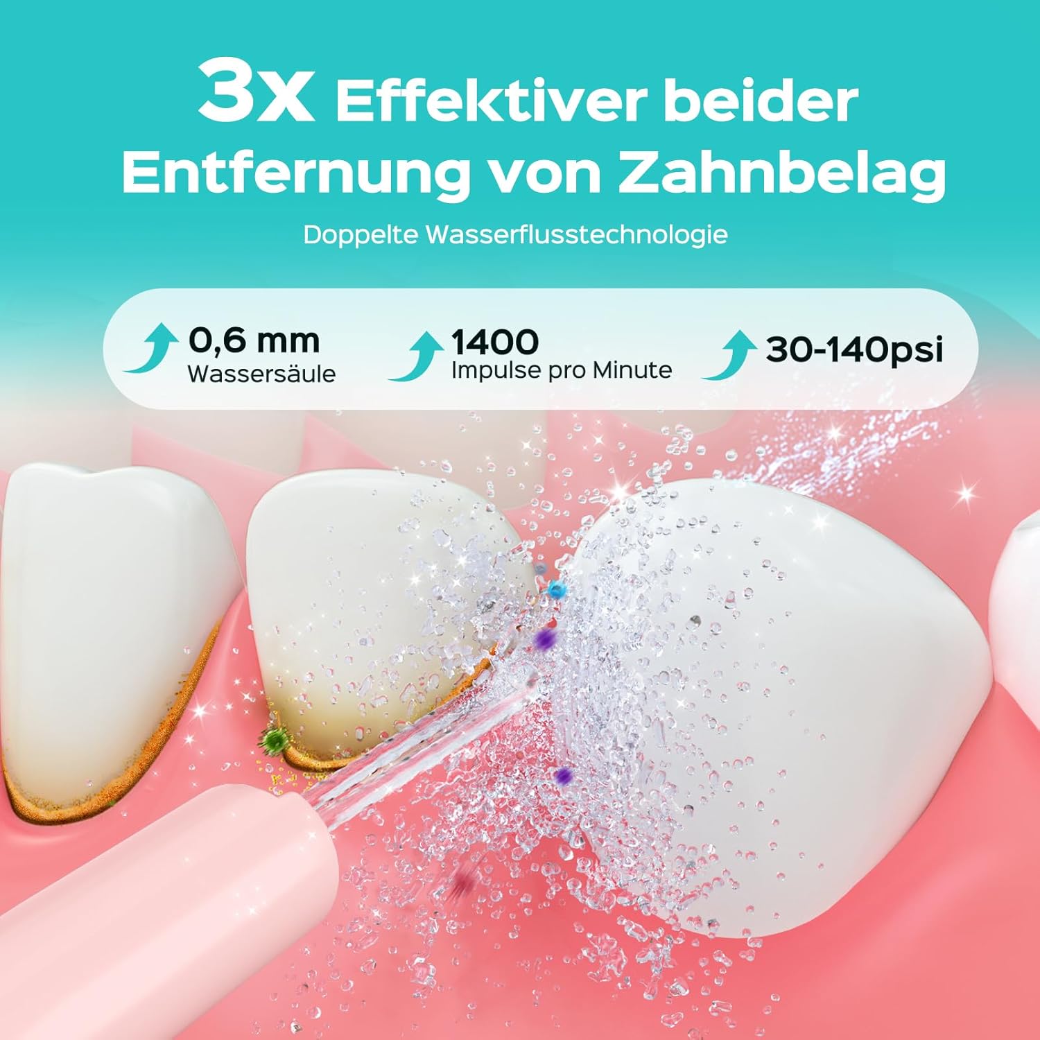 Thumbnail 3 de COSLUS C50 elektrische Munddusche kabellos mit 4 Modi, 20 Intensitäten, IPX7