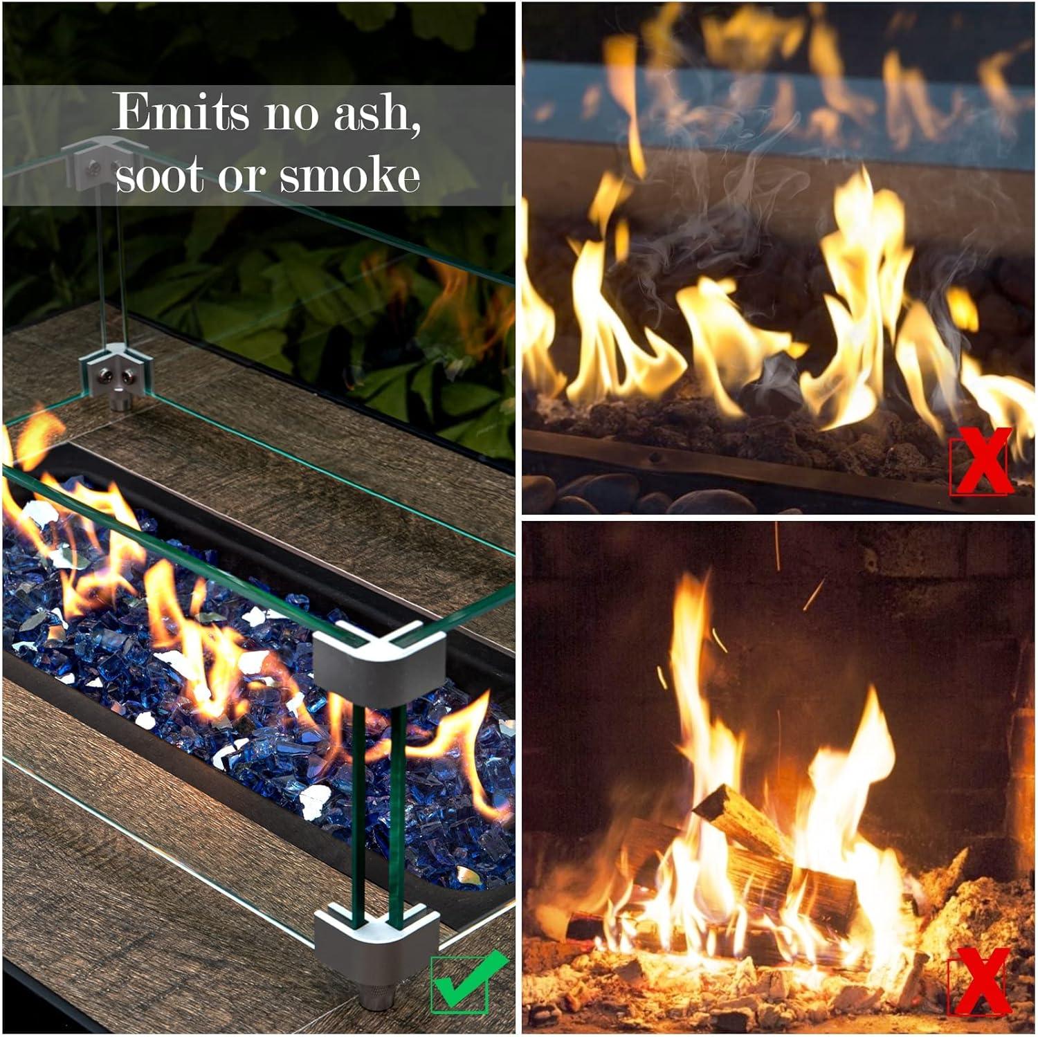 Detalle de GASPRO 00ACA031_AM02US09 20 lb Reflective Fire Glass, Cobalt Blue, 1/2-Inch