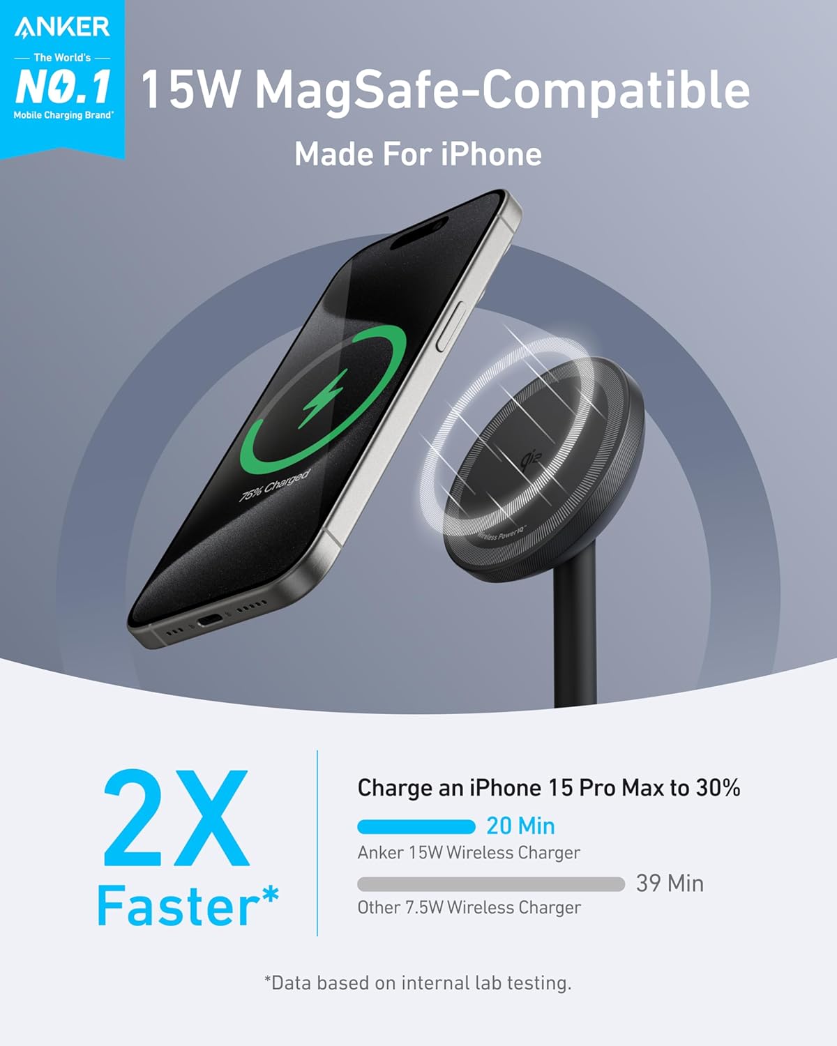 Detalle 2 de Anker MagGo 15W MagSafe Wireless Charger Stand