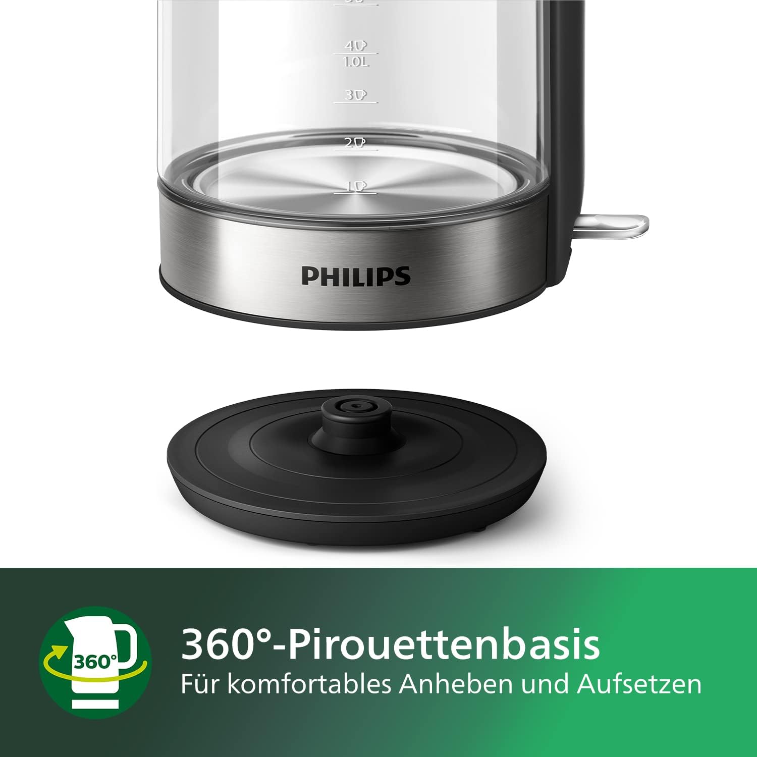 Thumbnail 6 de Philips 5000 Series Wasserkocher HD9339/80 – 1,7 l, blaues Sensorlicht, 360°-Basis
