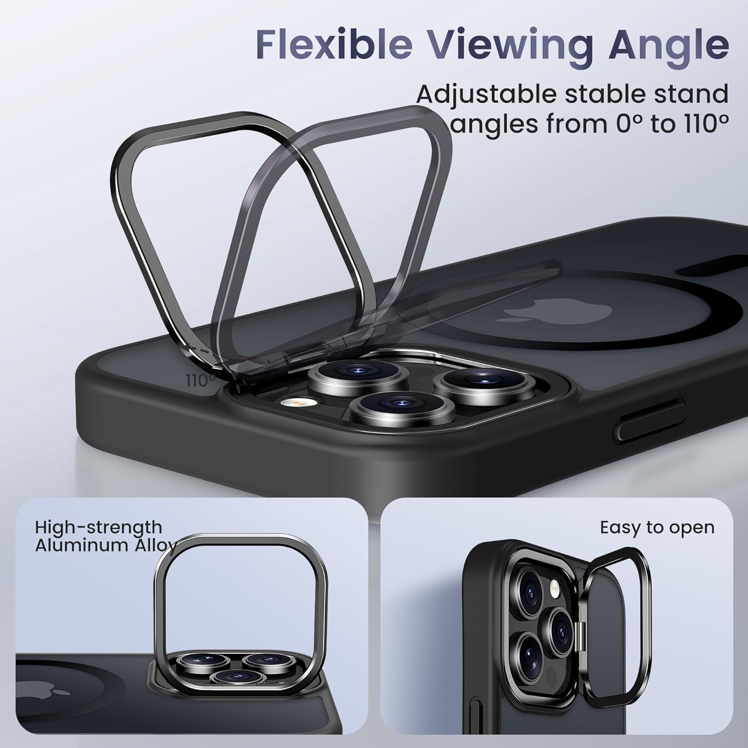 Thumbnail 3 de GolbinBox for iPhone 16 Pro Case (Black/Clear) with MagSafe, Built-in Invisible Stand, Military-Grade Drop Protection