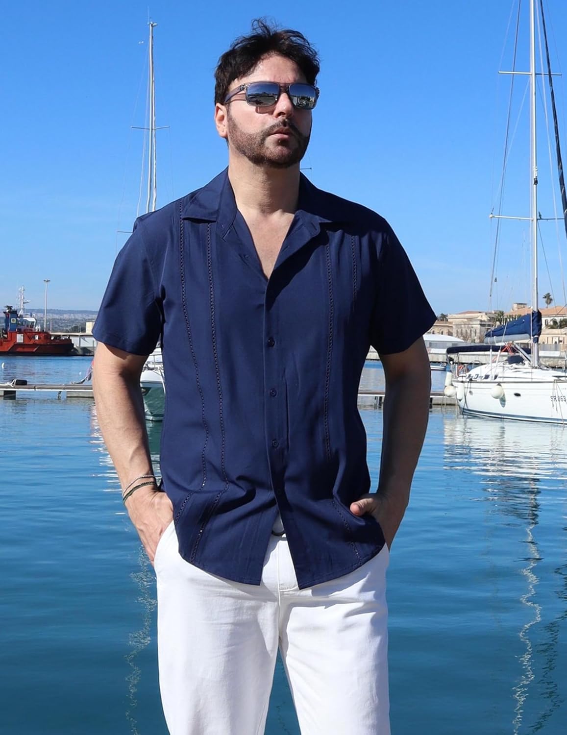 Thumbnail 1 de COOFANDY Cuban Guayabera Short Sleeve Shirt