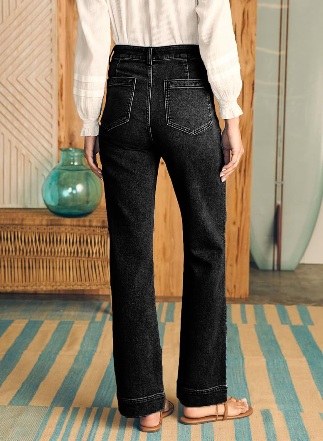 Thumbnail 3 de Astylish Women's Wide Leg Jeans: High Waisted, Stretchy Straight Leg Denim with Pockets