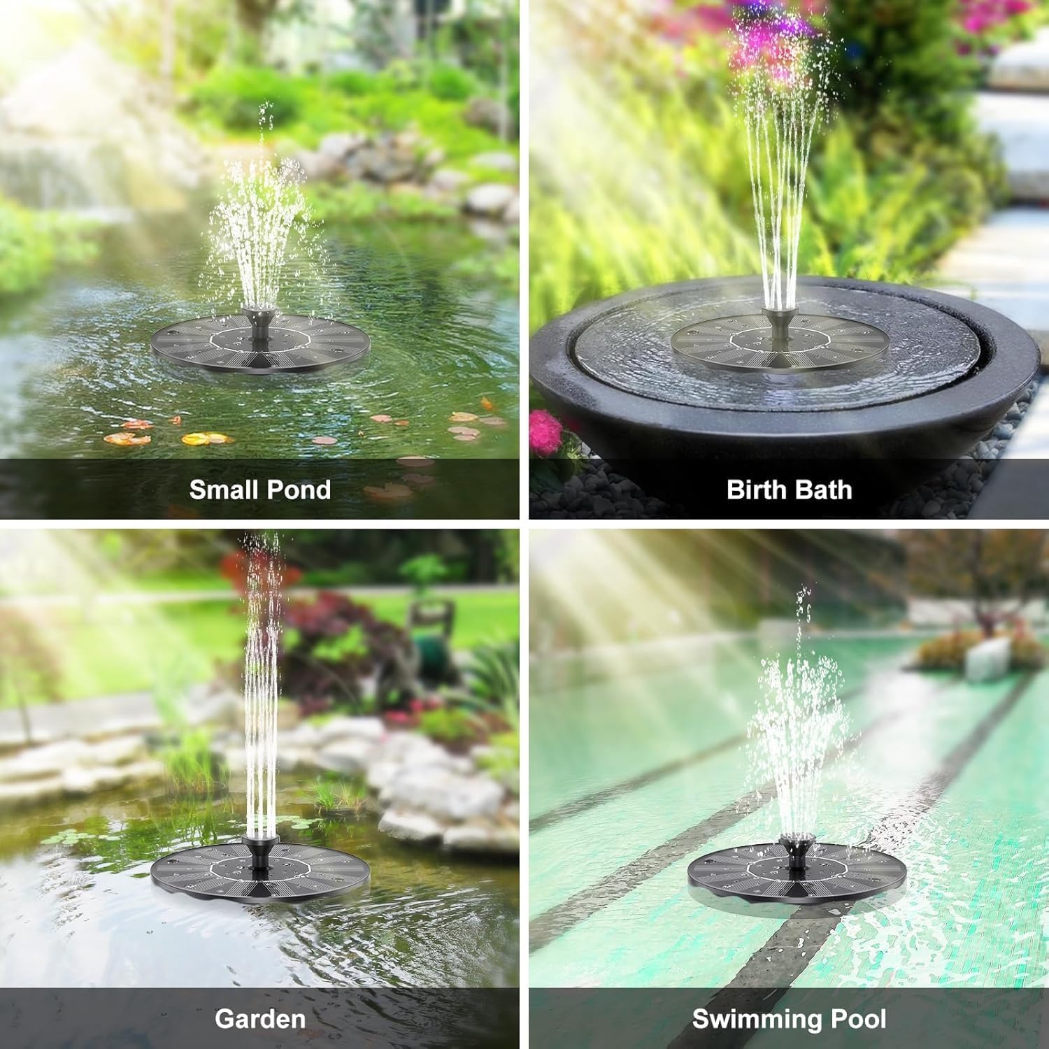 Detalle de Solar Fountain Mini: Solar Powered Water Pump for Ponds, Bird Baths and Gardens
