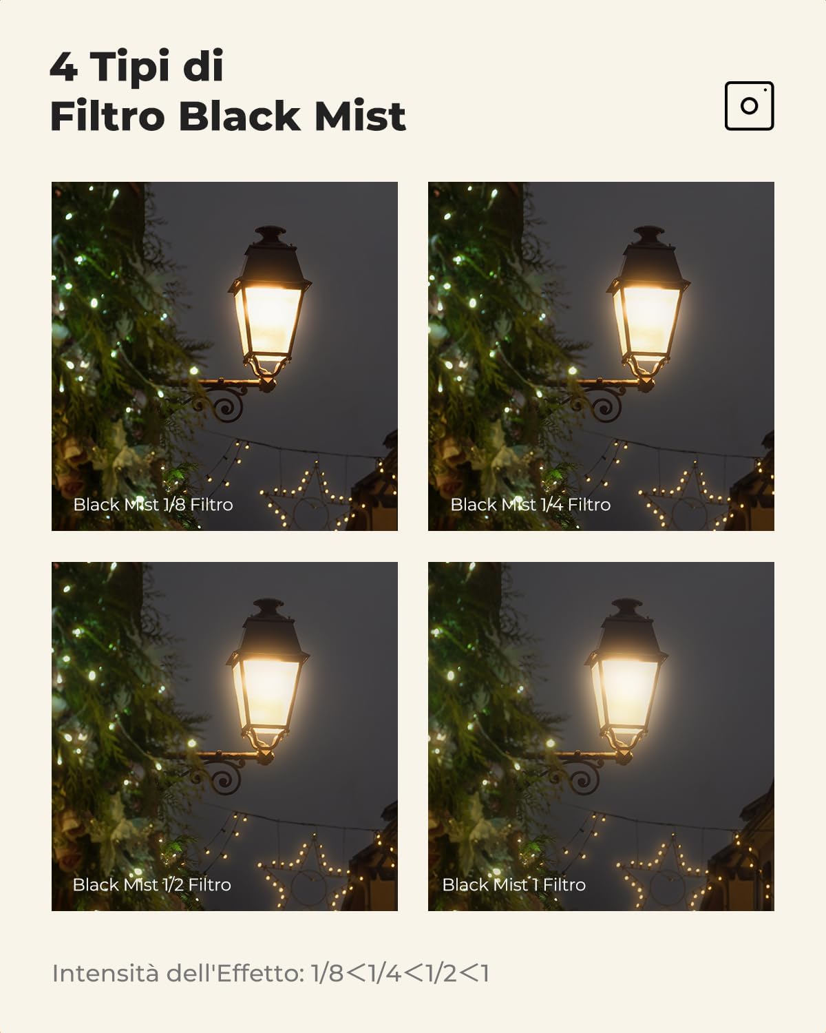 Thumbnail 6 de K&F CONCEPT 58mm Black Mist 1/8 con tappo e panno per obiettivo – effetto cinematografico soft
