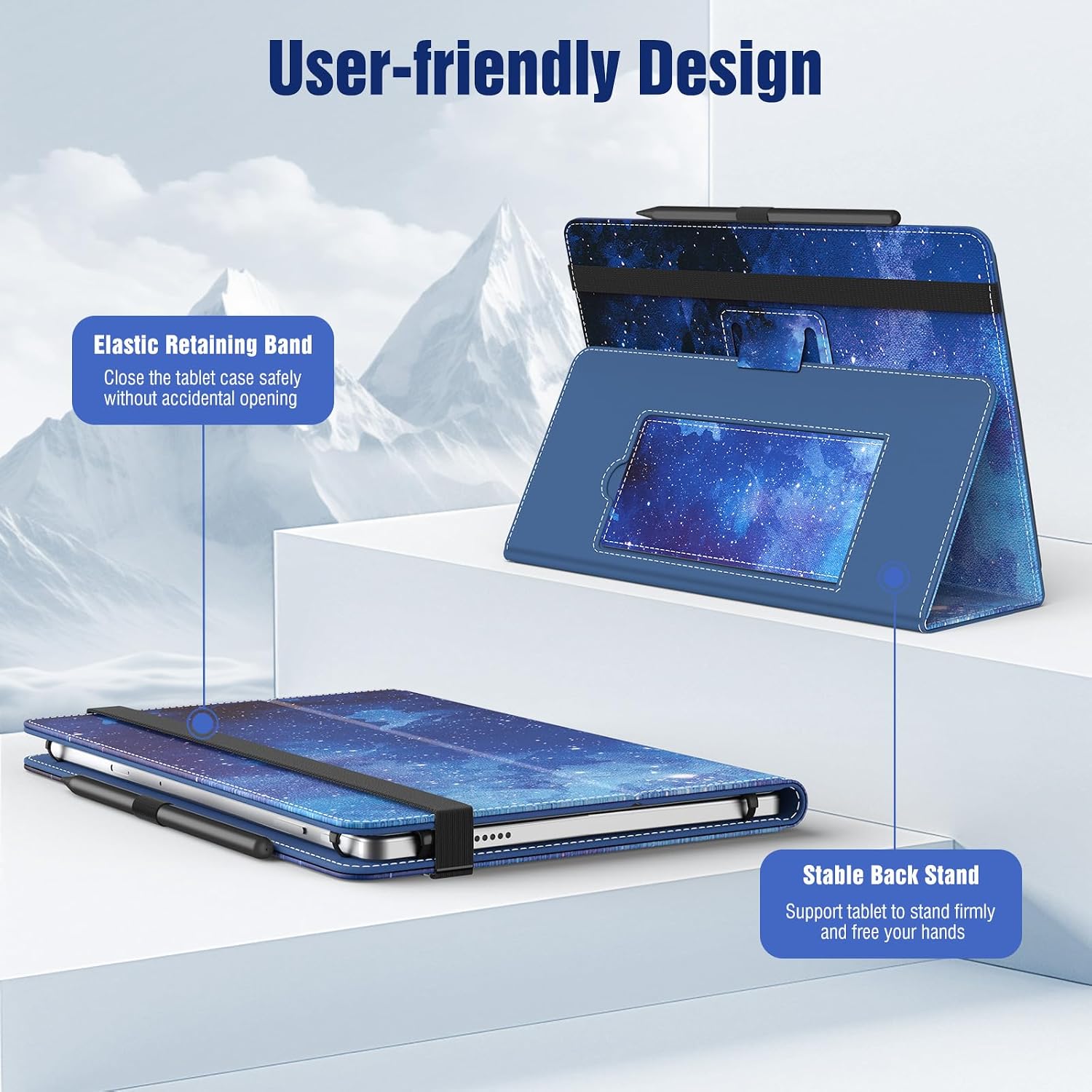 Thumbnail 3 de TiMOVO Universal Case for 10.1 Inch Android Tablets with Pen Loop & Hand Strap (Blue Starry Sky)