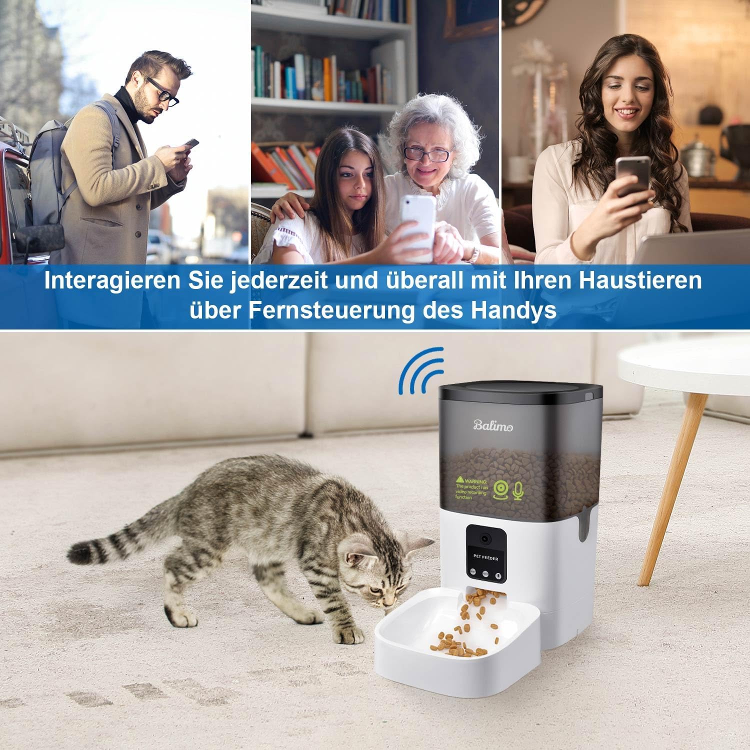 Thumbnail 6 de Balimo Distributore Automatico Cibo Gatti con Telecamera 1080P e App: Sicurezza e Controllo da Remoto