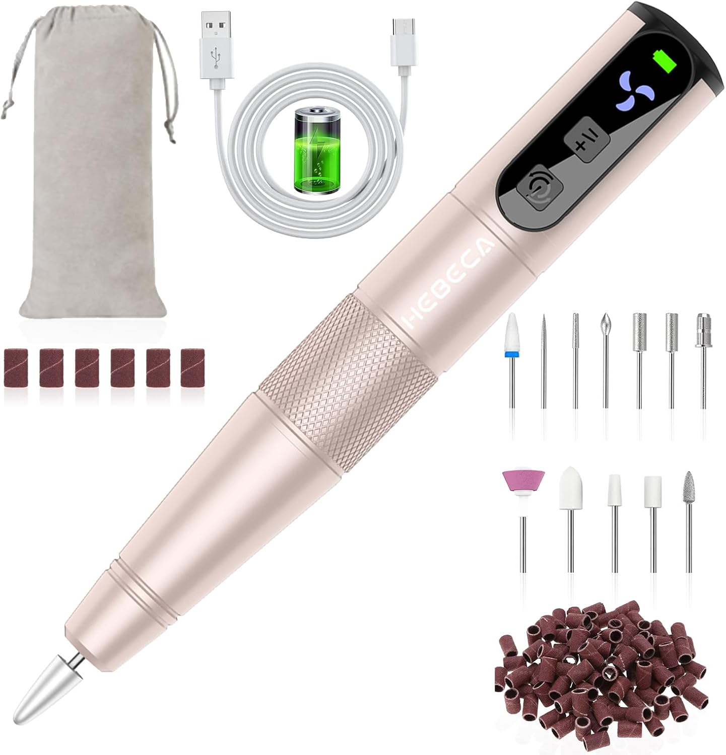 Detalle de HEBECA ND4001T Cordless Nail Drill Set, 20,000 rpm, Rechargeable