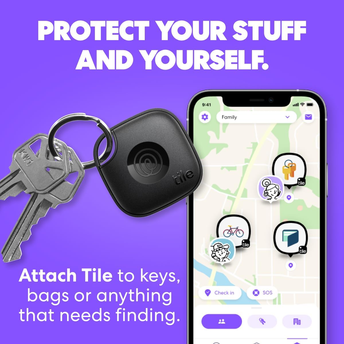 Thumbnail 1 de Tile by Life360 Mate Bluetooth tracker (keys finder & phone finder) – Navy Blaze, 1-pack