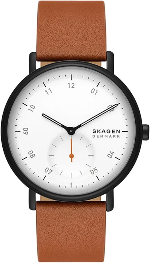 Detalle de Skagen Kuppel Herrenuhr – Quarz-Dreizeigerwerk mit Sub-Zifferblatt und Leder- oder Edelstahlarmband