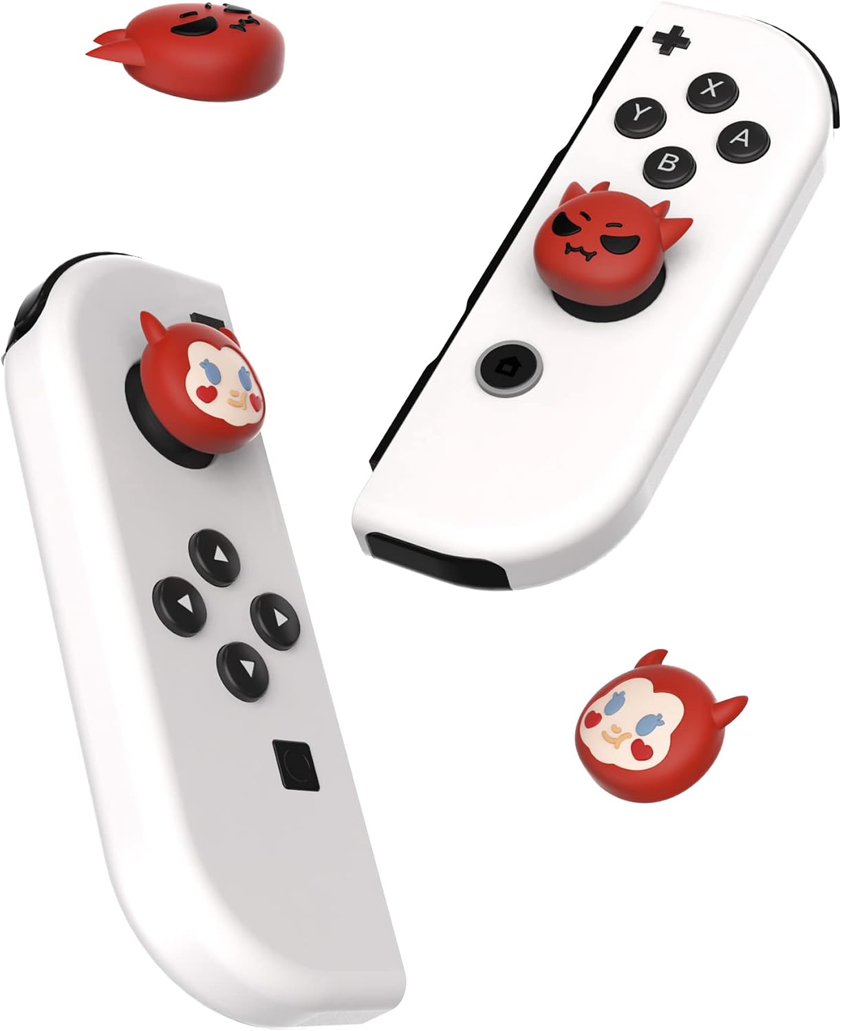 Detalle de playvital Thumb Grips for Nintendo Switch (Switch Lite & OLED) – Red Little Devils silicone caps