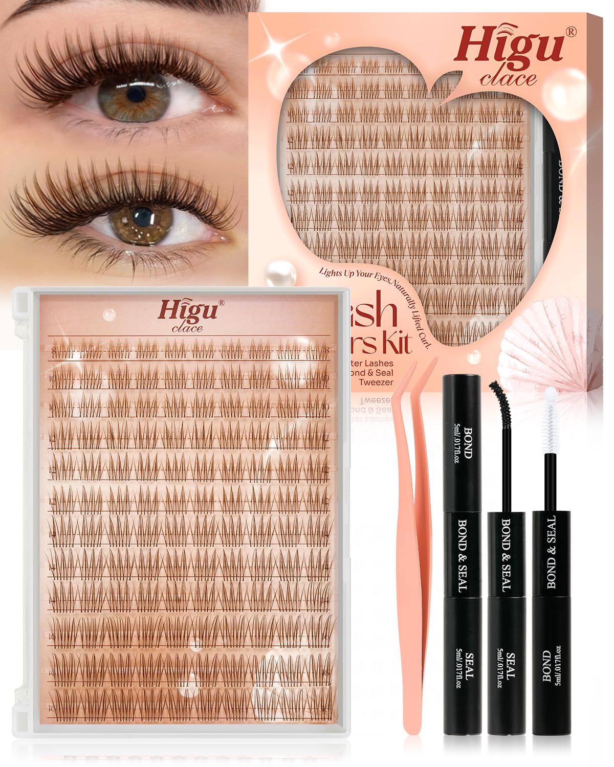 Thumbnail 6 de HIGU 120-teilige unsichtbare Band Lash-Extension (10–18 Mix) inkl. Kleber-Entferner & Applikatoren – DIY-Set