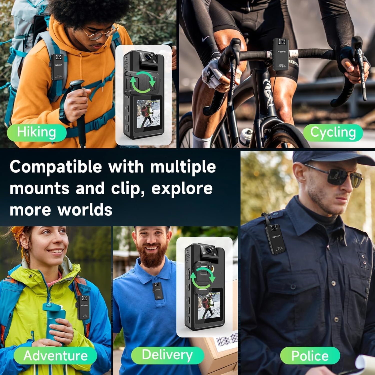 Thumbnail 5 de 1296P Body Camera Körperkamera Mini 64GB, 4.260mAh, 20h Laufzeit, 180°-Objektiv, Nachtmodus, Ersatzakku – kompakte Einsatzkamera