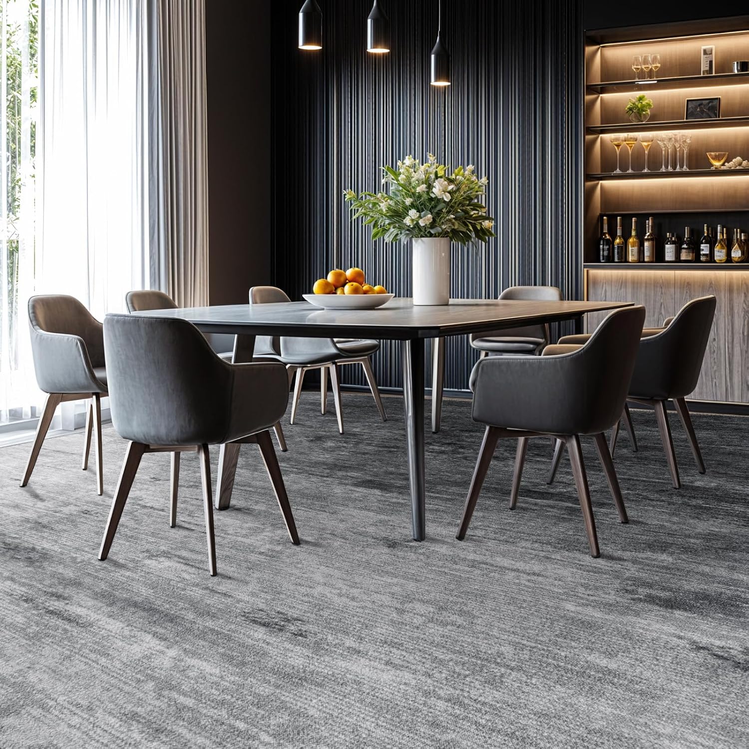 Thumbnail 2 de LIANLAM Washable Rug 8x10 Area Rug (Gray) with Stain-Resistant, Non-Slip TPR Backing