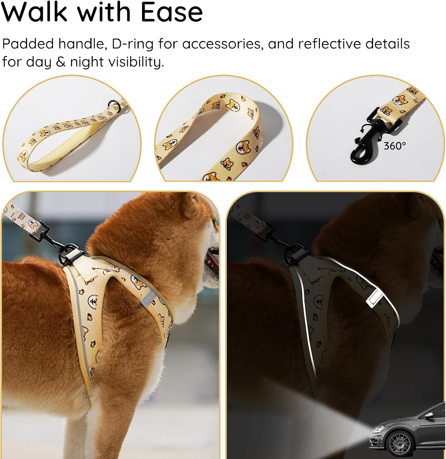 Thumbnail 3 de BELLA & PAL x PJai Dog Harness and Leash Set (Step-in, Yellow, S) for Small & Extra Small Dogs