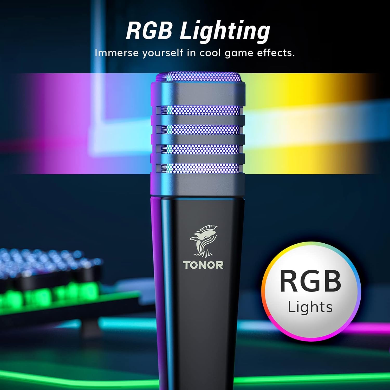 Detalle de TONOR TC30 : micro USB à condensateur pour gaming, streaming et podcasts, RVB et mode Plug & Play