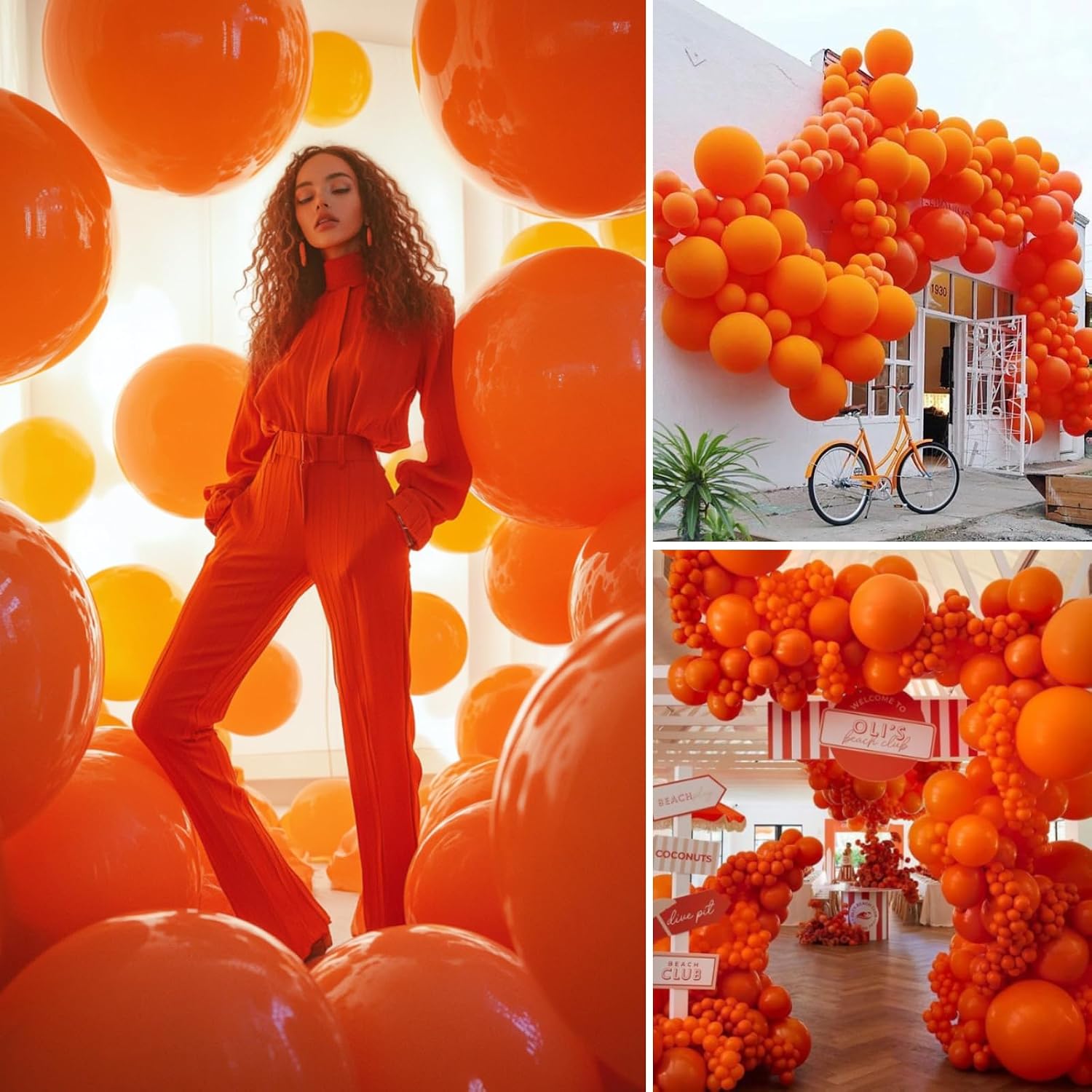 Detalle de PartyWoo Orange Balloons Kit (36-inch) — 4 Pack Latex Helium or Air Balloons for Fall, Birthday & Baby Shower