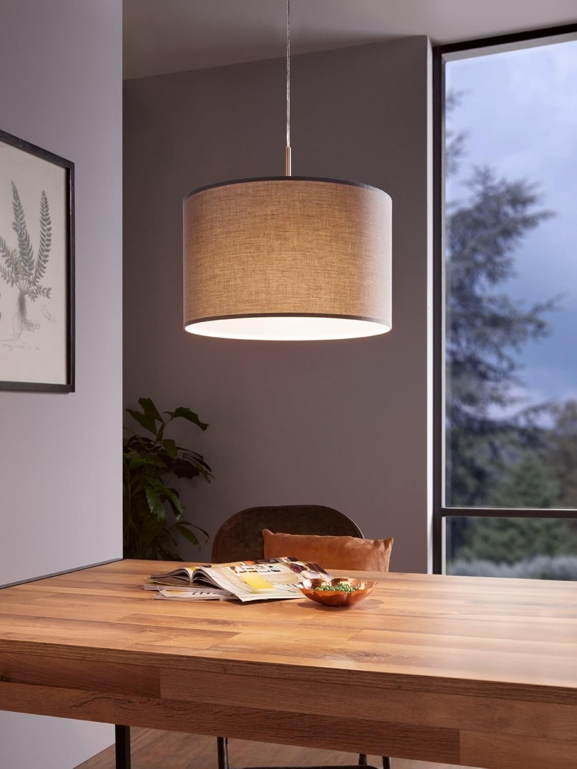 Detalle de EGLO PASTERI 31573 – lampa wisząca z abażurem z tkaniny, Ø 38 cm, E27