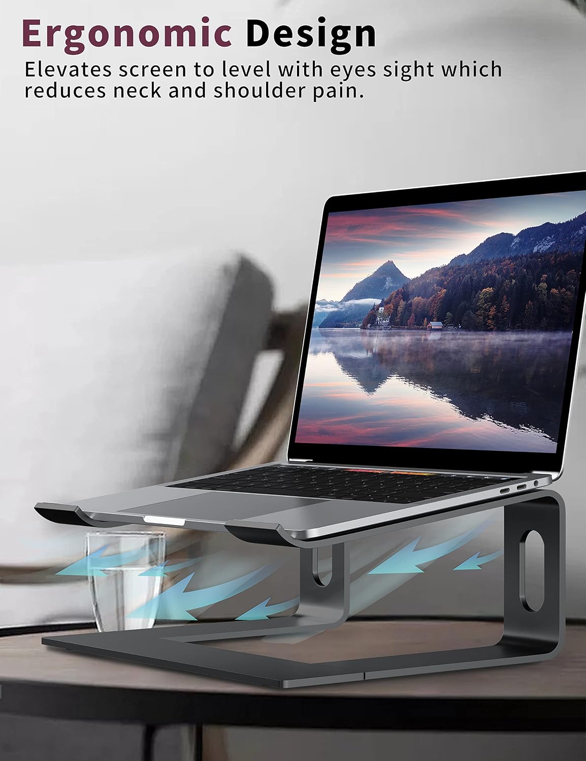 Detalle 1 de ALASHI L1 Laptop Stand, 6-inch Aluminium Riser for 10–15.6-inch Laptops