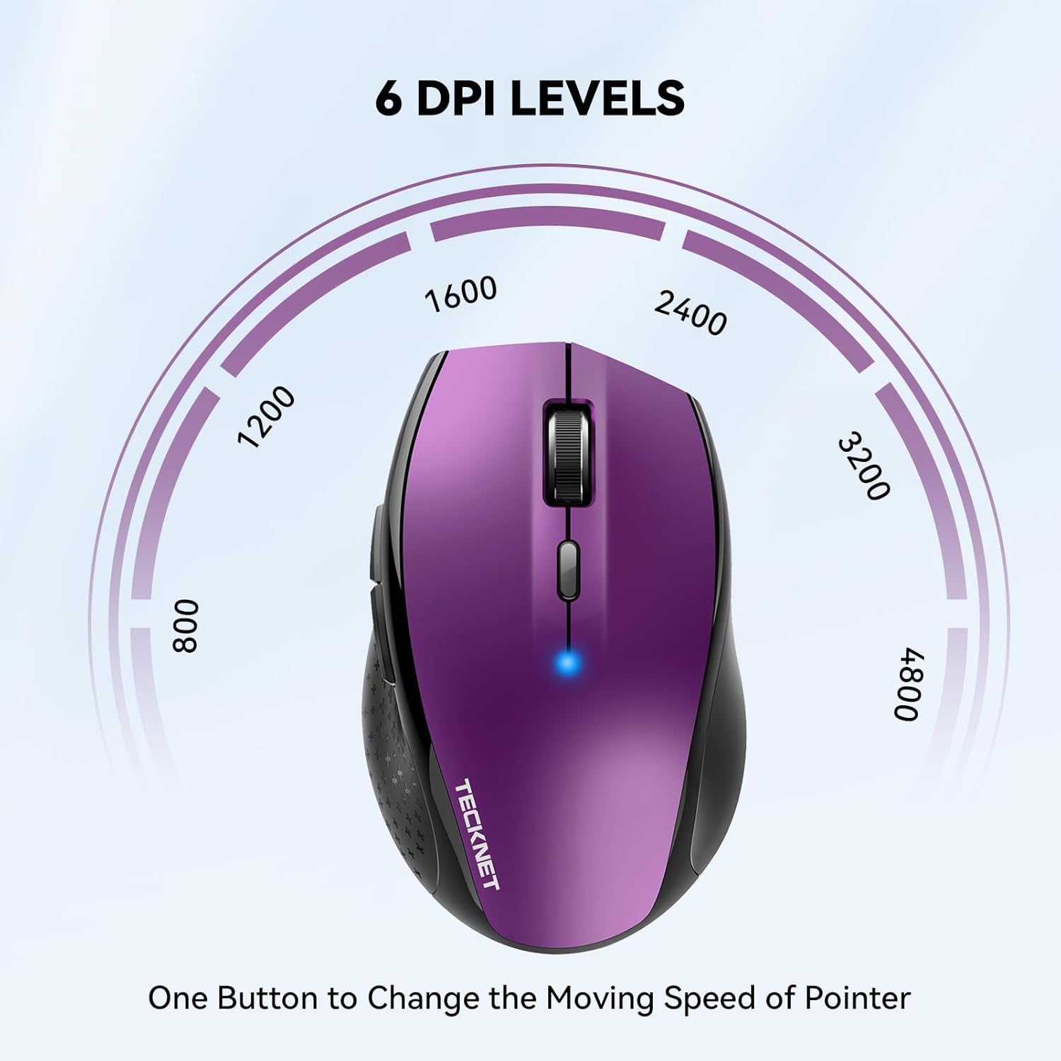 Detalle 2 de TECKNET Classic Bluetooth Mouse: 4800 DPI, dual BT modes and 24‑month battery life
