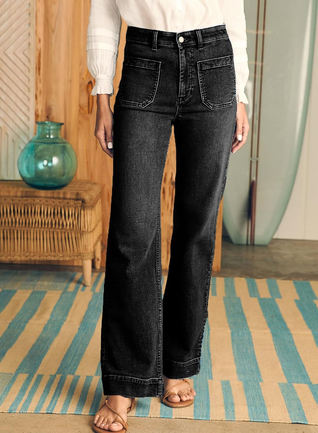 Thumbnail 2 de Astylish Women's Wide Leg Jeans: High Waisted, Stretchy Straight Leg Denim with Pockets