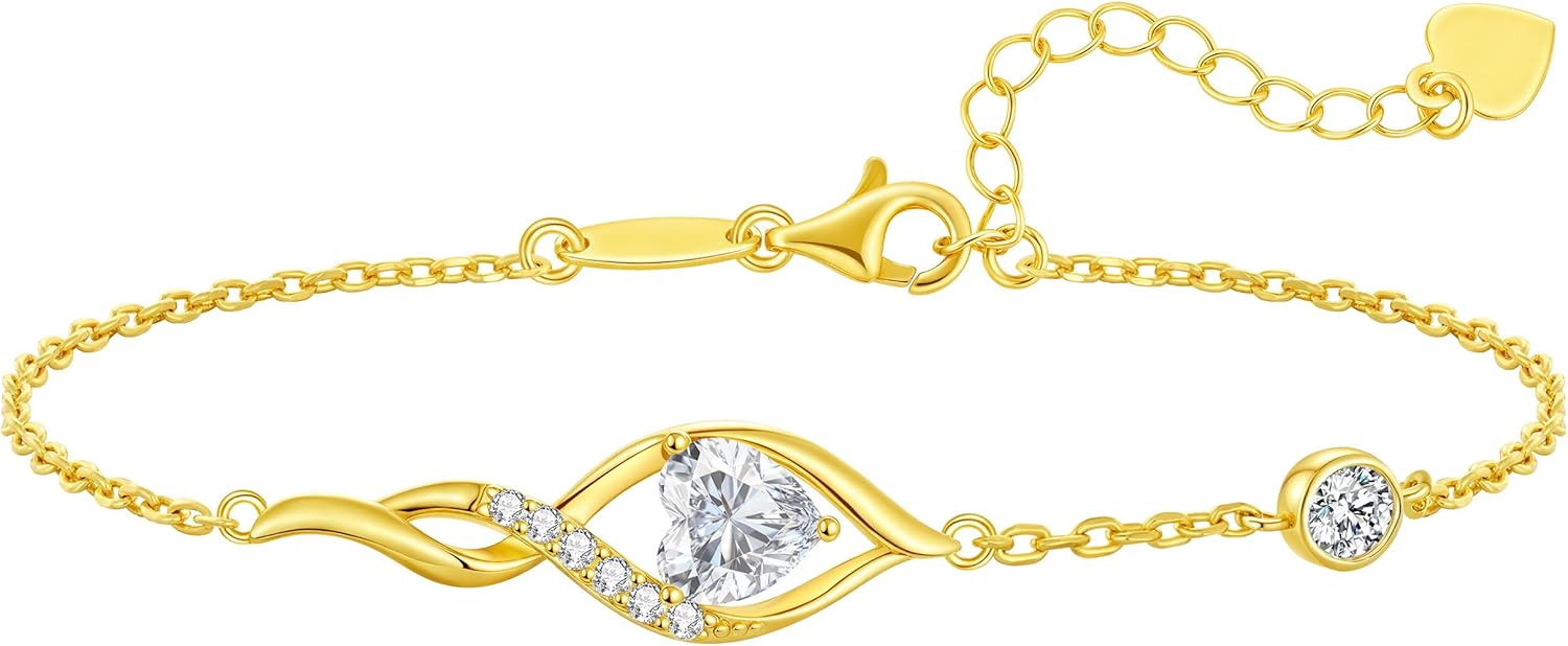 Detalle de Louisa Secret Bracciale Donna con Moissanite D-VVS1, Simbolo Infinito e Rivestimento in Oro 18K