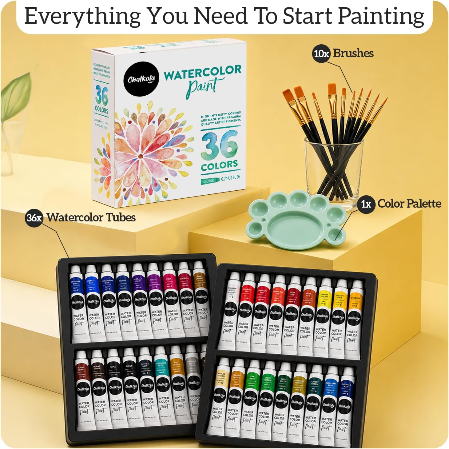 Thumbnail 1 de Chalkola Watercolour Paint Set 36 Tubes
