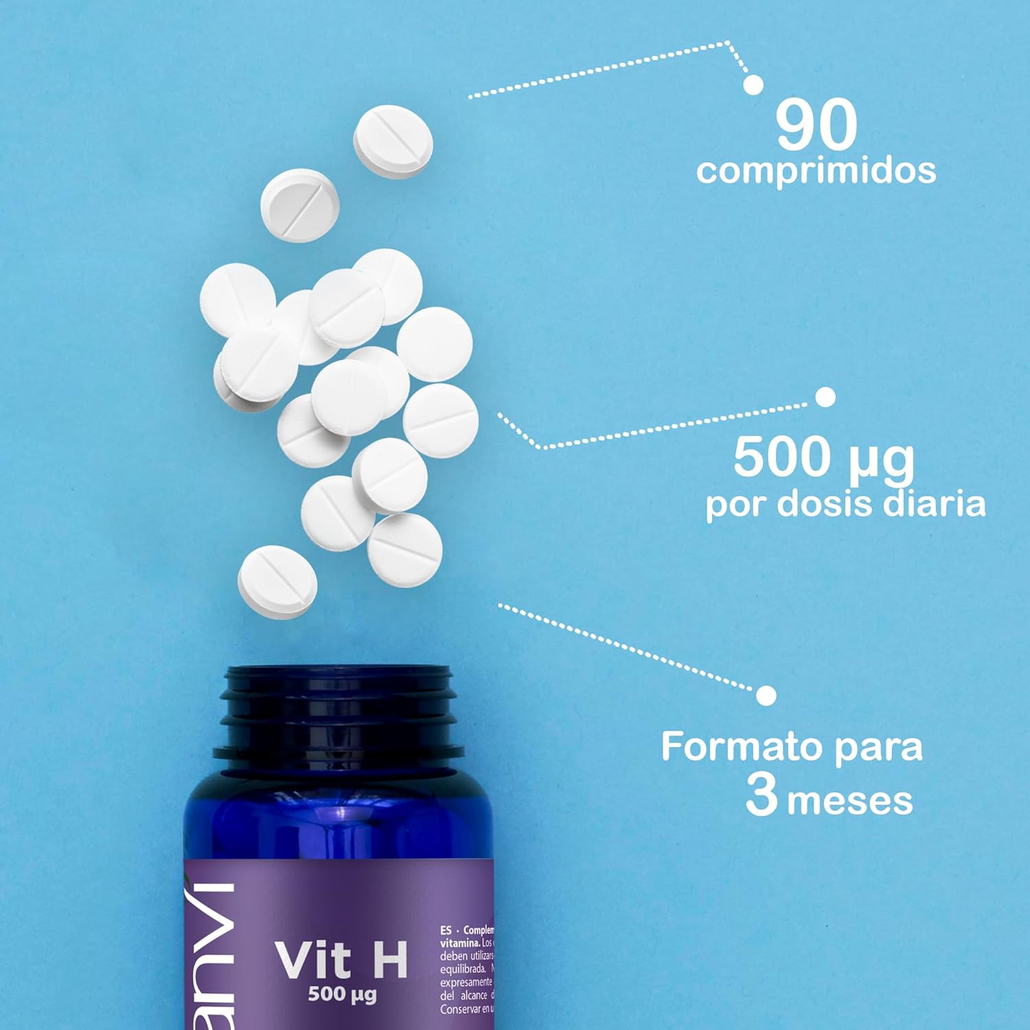 Thumbnail 3 de Drasanvi Biotina Vitamin H 500μg 💊 para cabello y uñas