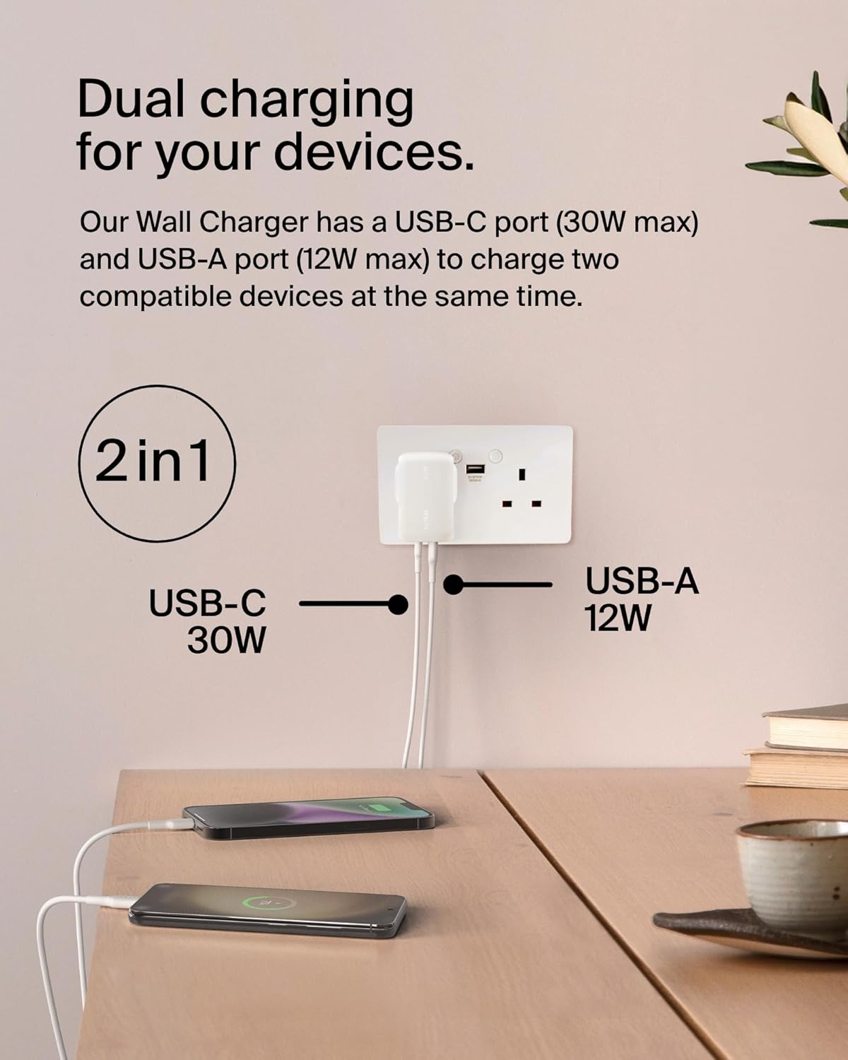 Detalle de Belkin BoostCharge 42W Dual Port USB-C and USB-A Charger