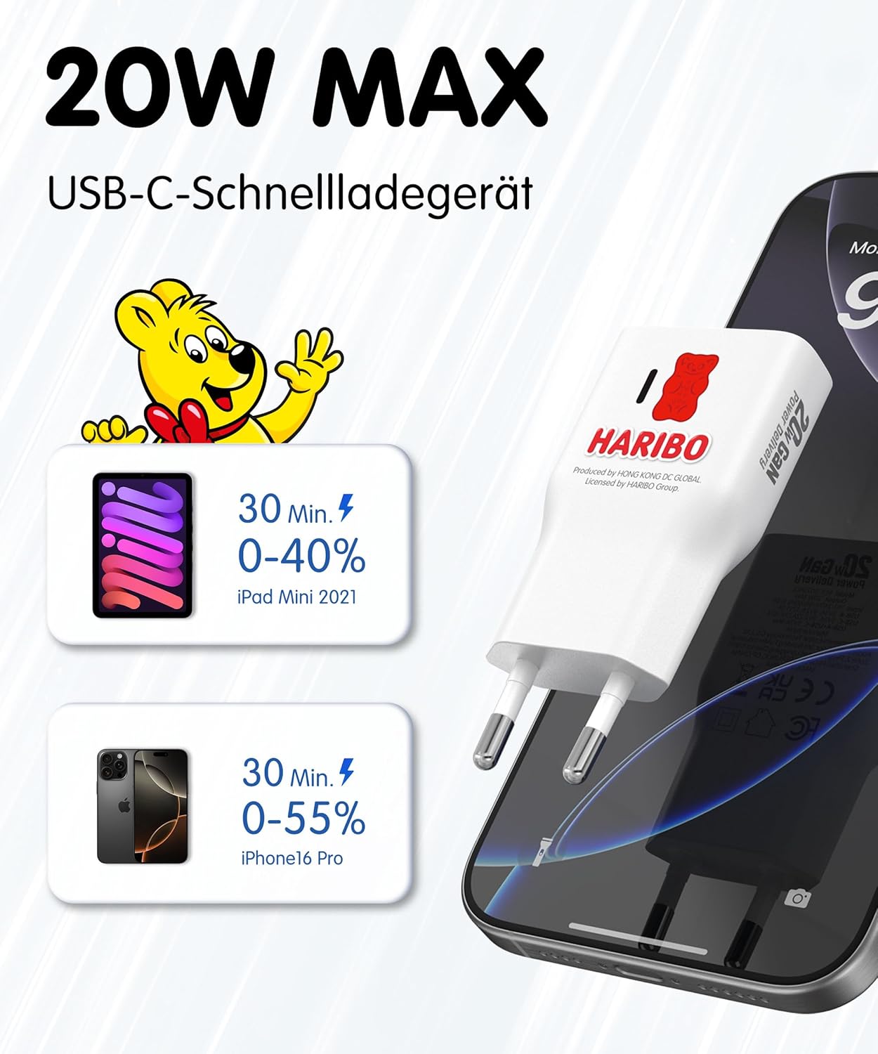 Thumbnail 2 de Haribo Chargeur Rapide USB-C 20W Ultra-Compact pour iPhone et iPad