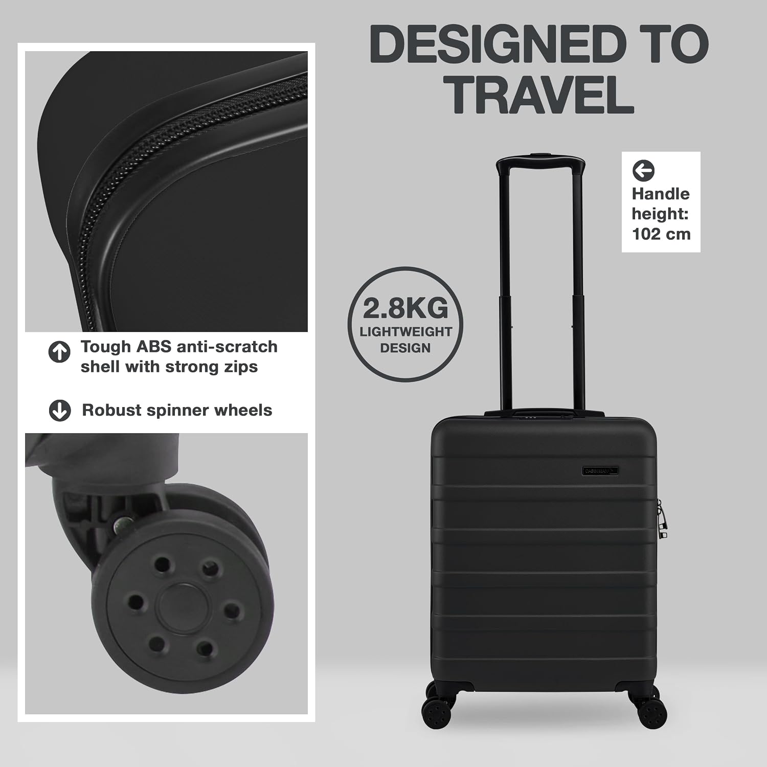 Detalle 2 de Cabin Max Anode 55x40x20 Cabin Suitcase – 40L, Built-in Lock, 8-Wheel Lightweight Carry-On