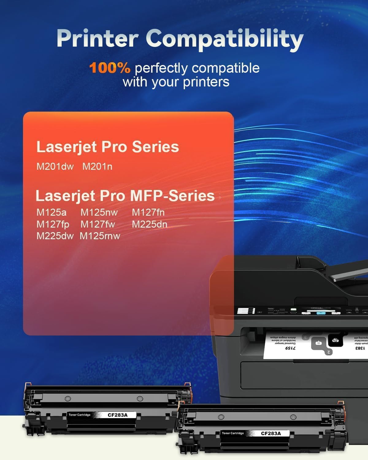 Detalle de Skydo HP 83A CF283A Black Toner Cartridges, 2-Pack, High Yield