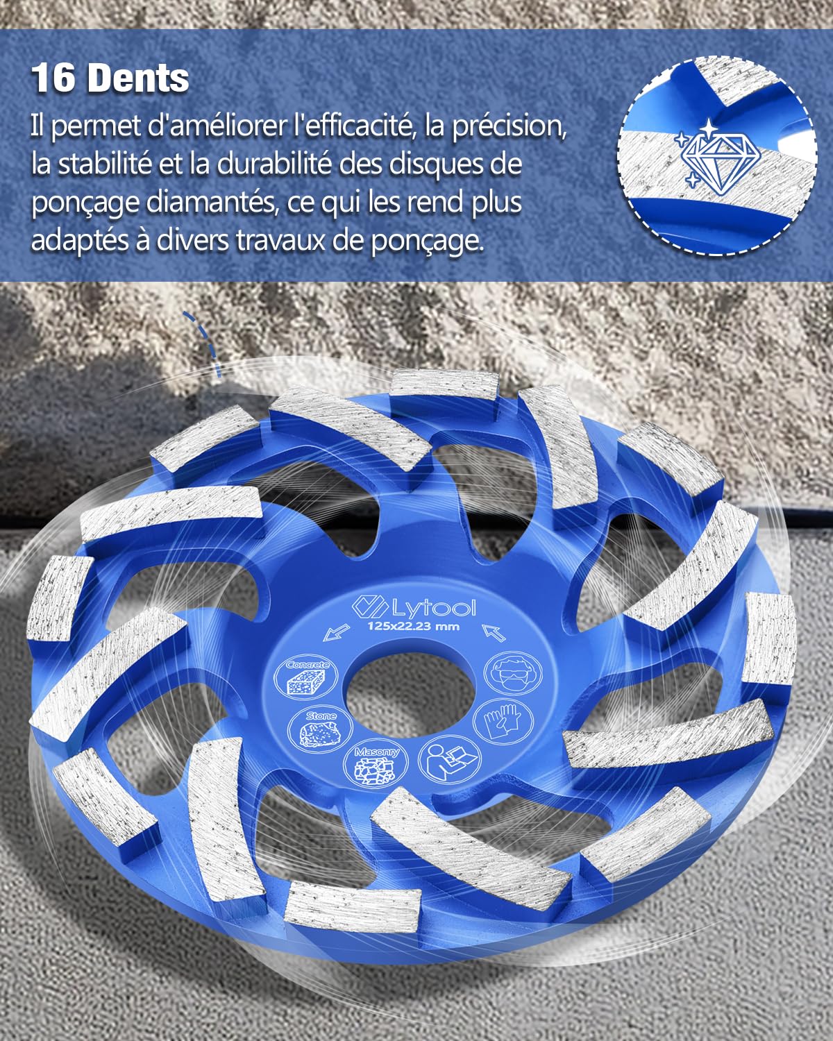 Detalle 1 de Lytool disque diamant 125 mm pour béton