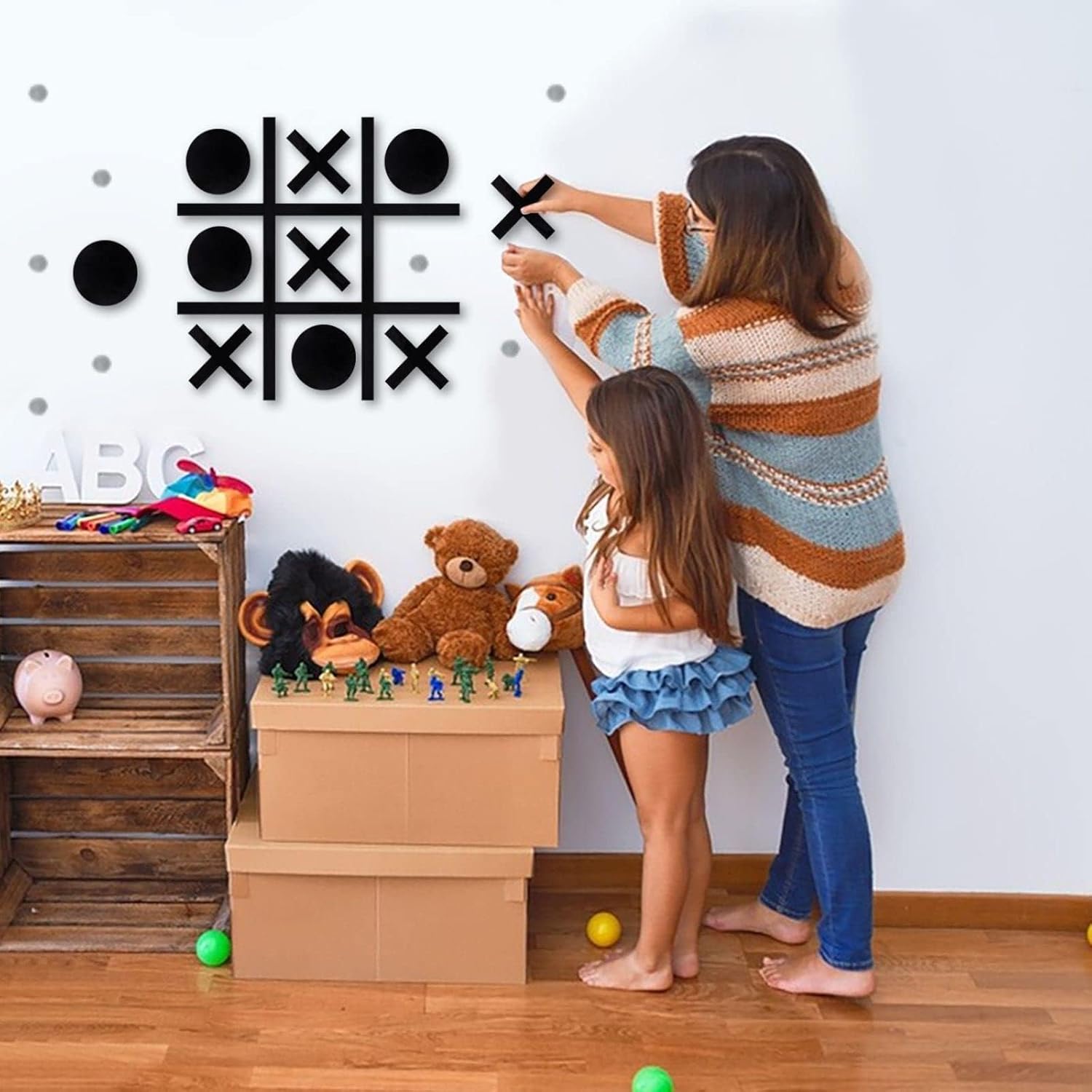 Thumbnail 4 de DUOLIYBC Magnetic Tic Tac Toe Wall-Mount Game (Black)