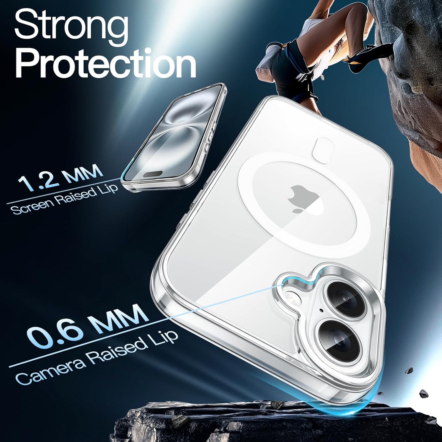 Thumbnail 4 de Jetech Cover magnetica per iPhone 16 da 6,1" compatibile MagSafe, trasparente antiurto