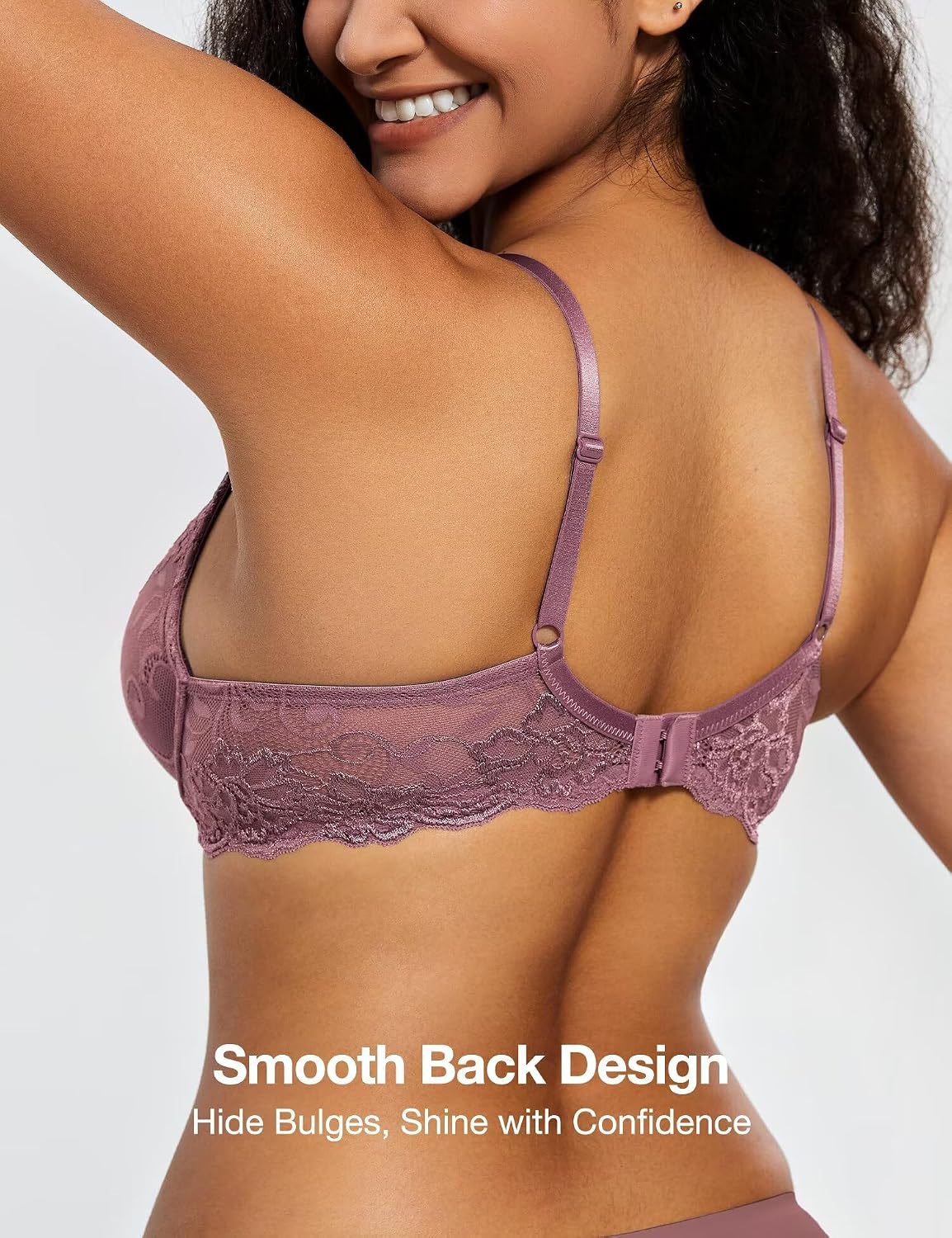 Detalle de Deyllo Push-Up-BH für Damen mit Spitze – gepolsterter Bügel-BH mit Trägern zum Verstellen