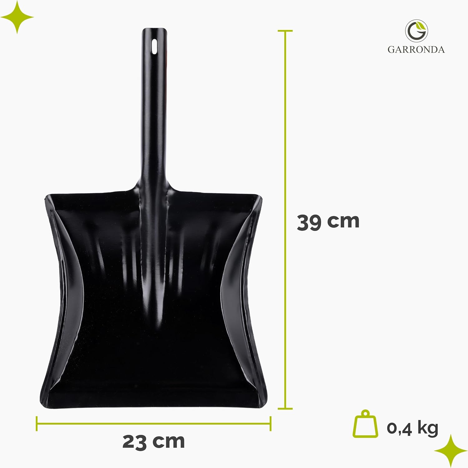Detalle 2 de Garronda GD-0002 metalowa szufelka z krótkim uchwytem, czarna, szeroka